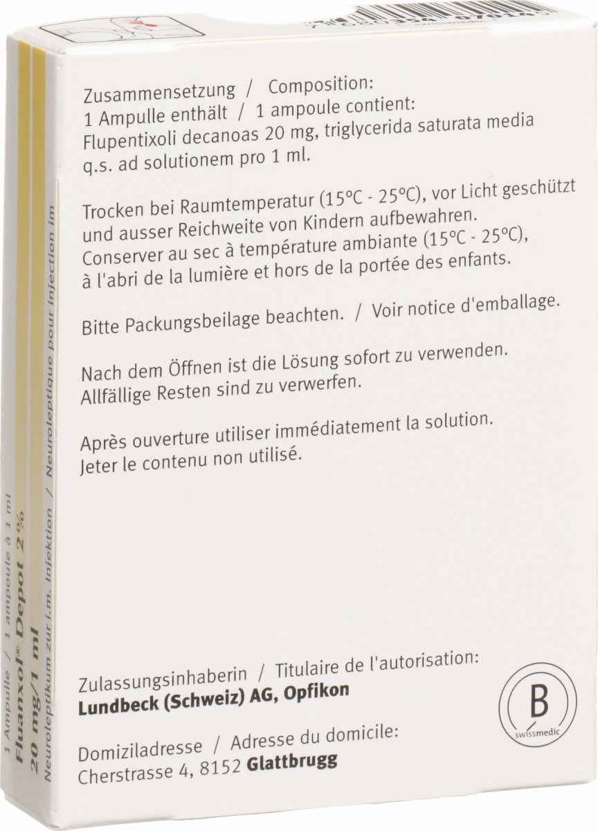 Fluanxol Depot 2 Injektionslosung 20mg Ml Ampullen 1ml In Der Adler Apotheke