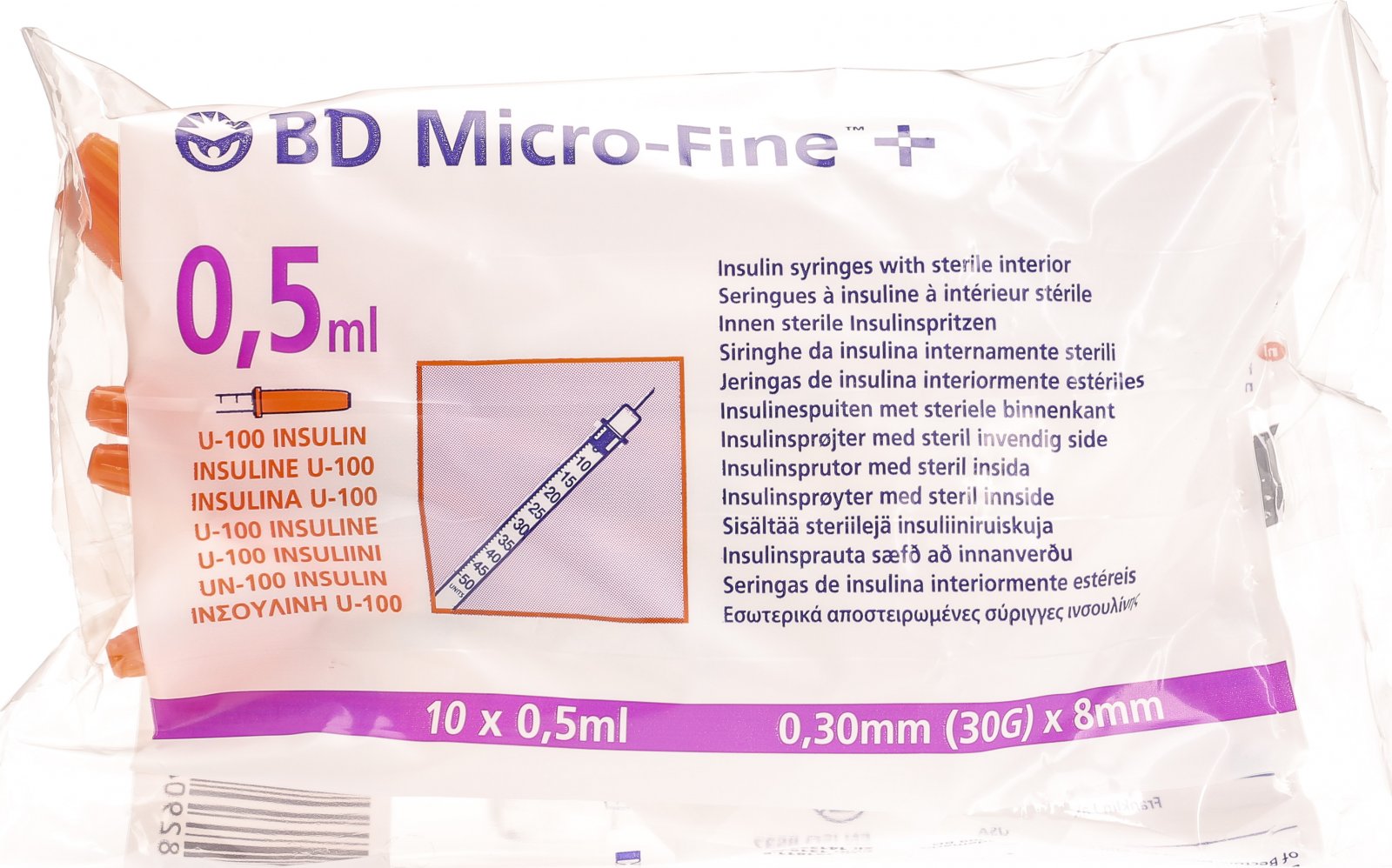 Microfine U100 Insulin Spritzen 0 30mm X 8mm 100x 0 5ml In Der Adler Apotheke