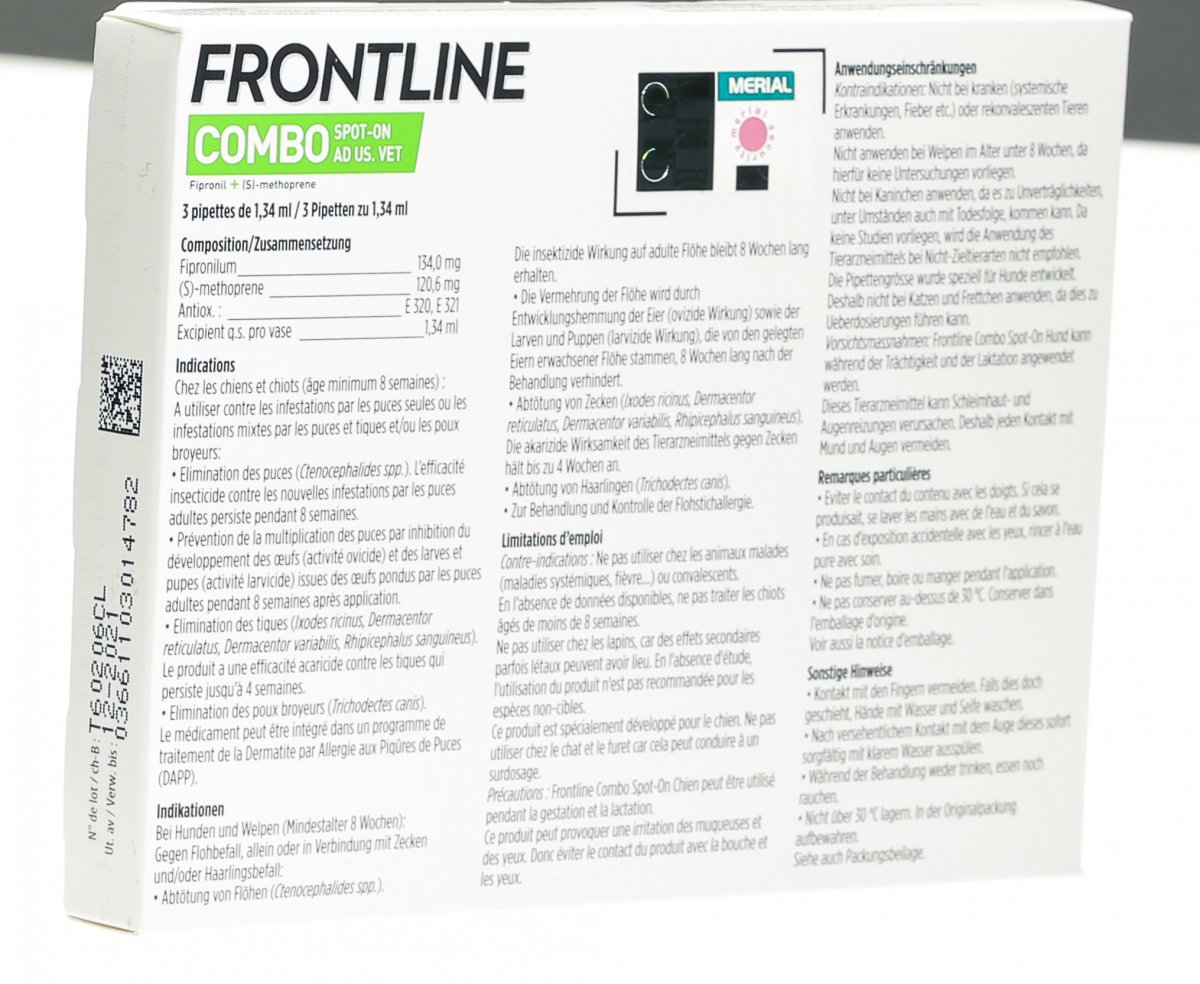 Frontline Combo Spot On Lösung Hund M 3x 1.34ml in der Adler Apotheke