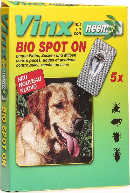 Vinx Bio Spot On Tropfen mit Neem Hund 5x 1ml in der Adler Apotheke