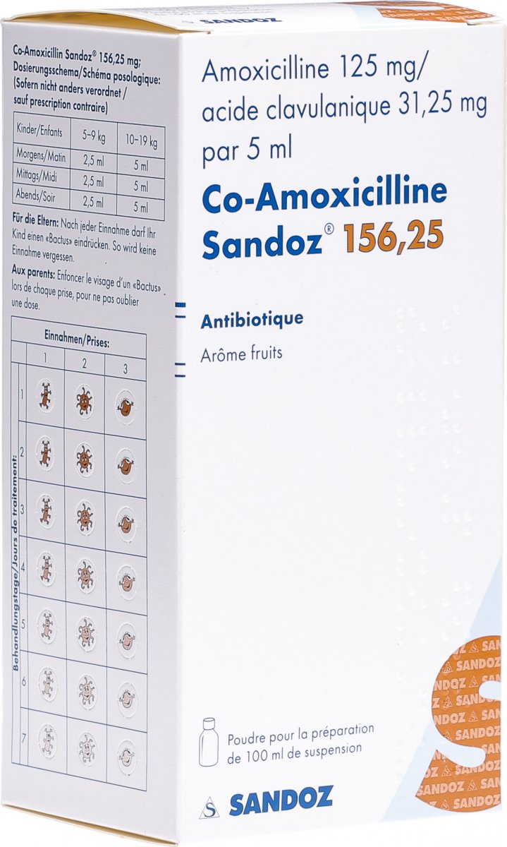 Co Amoxicillin Sandoz Pulver 156 25mg Suspension 100ml In Der Adler Apotheke