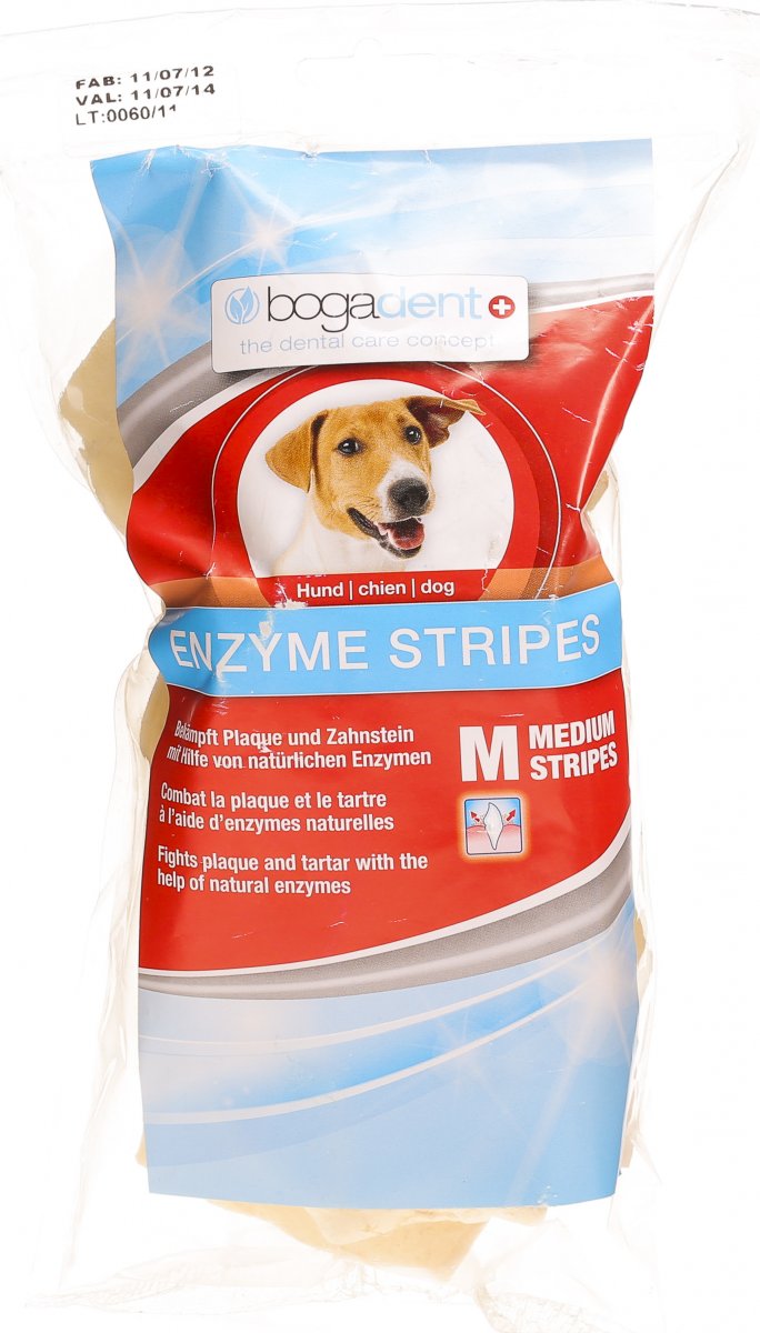 Bogadent Enzyme Stripes Medium Hund 100g in der Adler Apotheke