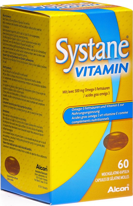 Systane Vitamin Kapseln 500mg Omega 3 Vit E 60 Stück in der Adler Apotheke