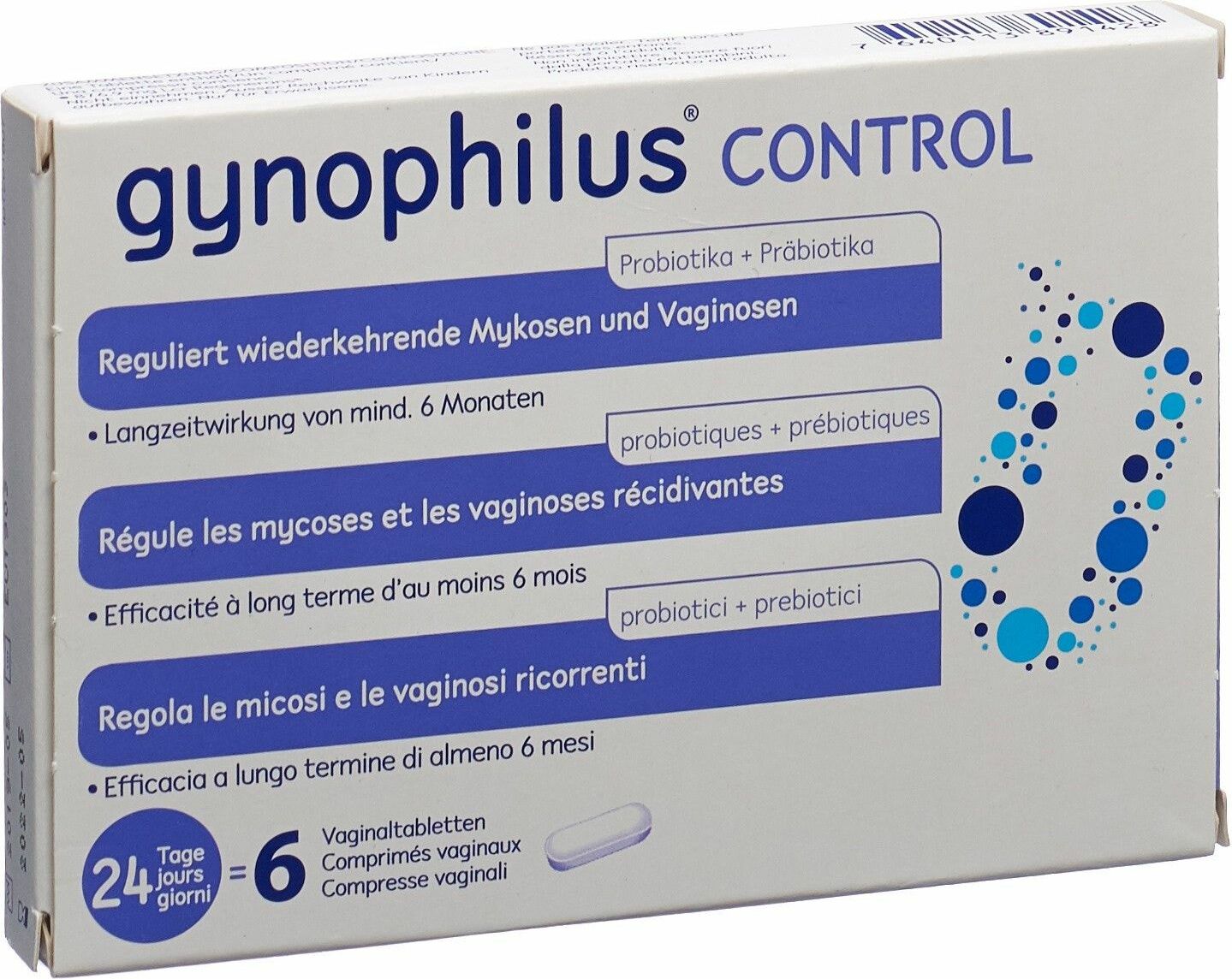 Gynophilus Control vaginal tablets 6 pièces in der Adler Apotheke