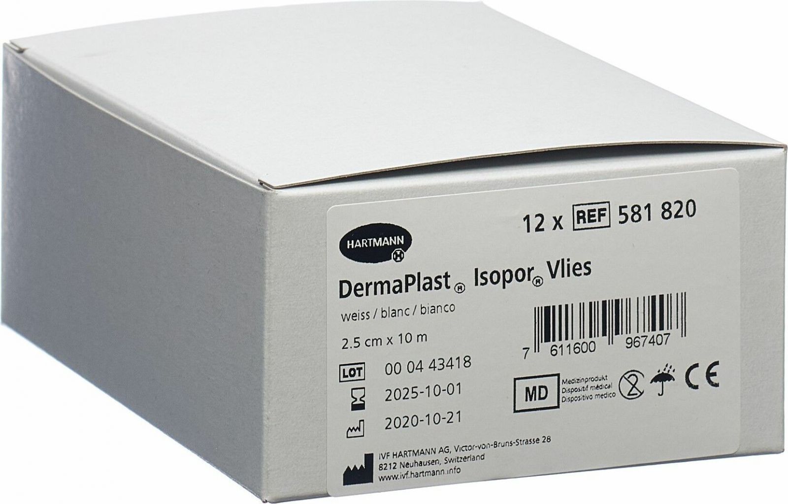 Dermaplast Isopor Vlies Fixierpflaster Weiss 10mx25cm 12 Stück In Der Adler Apotheke 3314