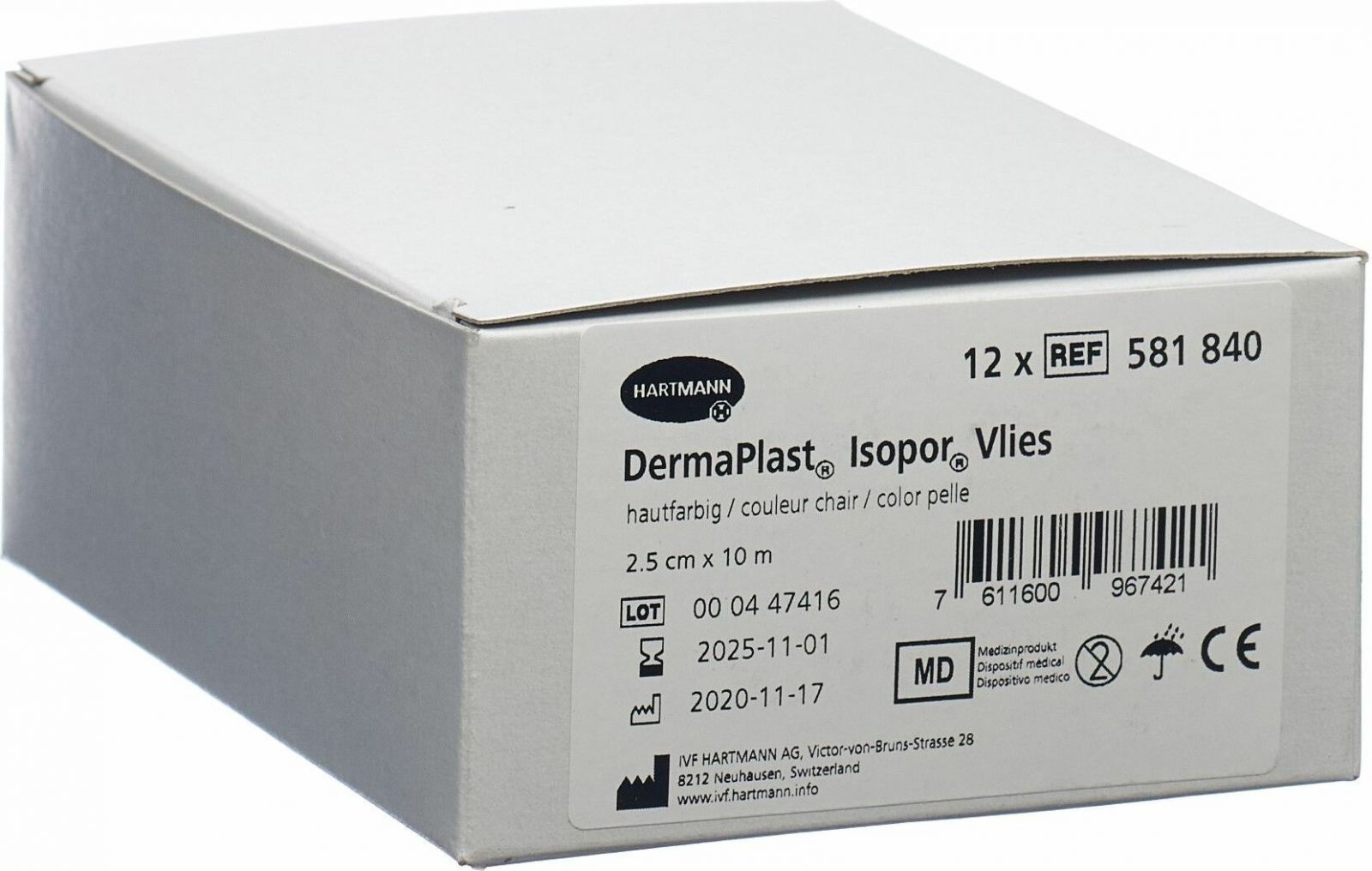 Dermaplast Isopor Vlies Fixierpflaster Hautfarbig 10mx25cm 12 Stück In Der Adler Apotheke 1454